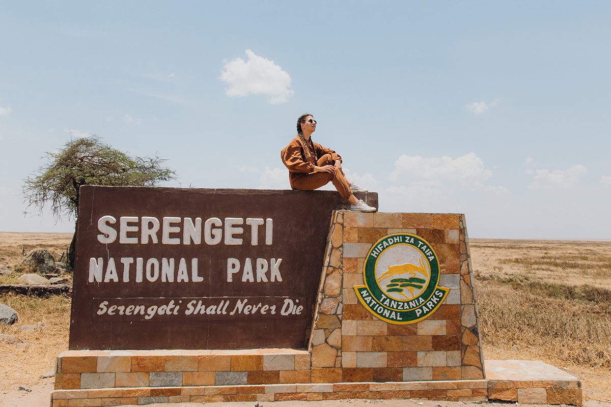 Safari vehicle on the Serengeti plains